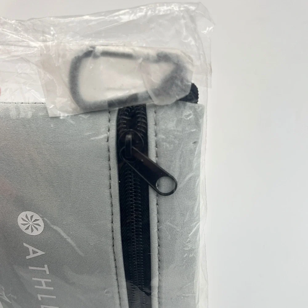 Athleta Pouch Power of We x 200 Gray Zippered Accessory Bag with Carabiner NEW